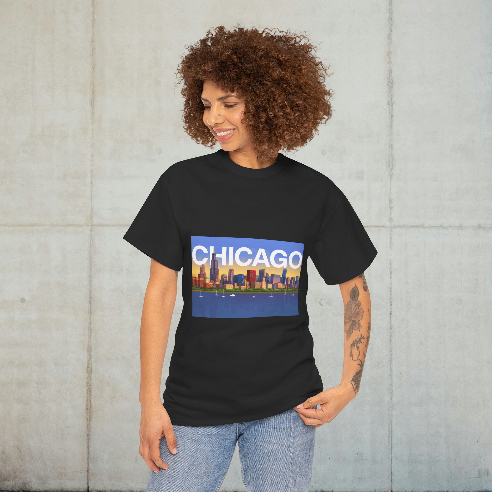 Chicago Skyline Unisex Heavy Cotton Tee