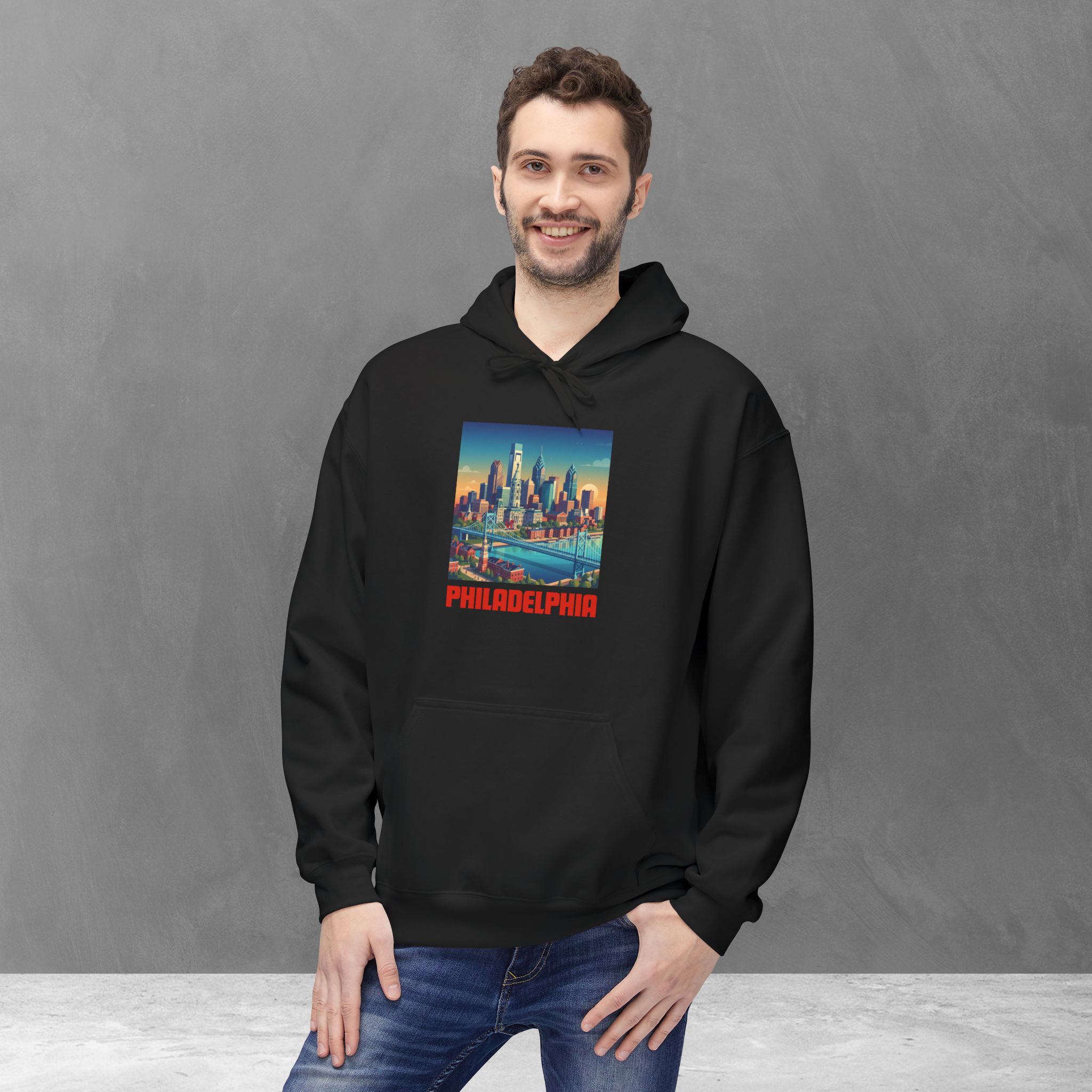 Philadelphia Skyline Fleece Hoodie | Cozy City Sweater for Travel & Gift | Ideal for Fall & Winter Wear, Unisex Apparel, Philadelphia Gifts