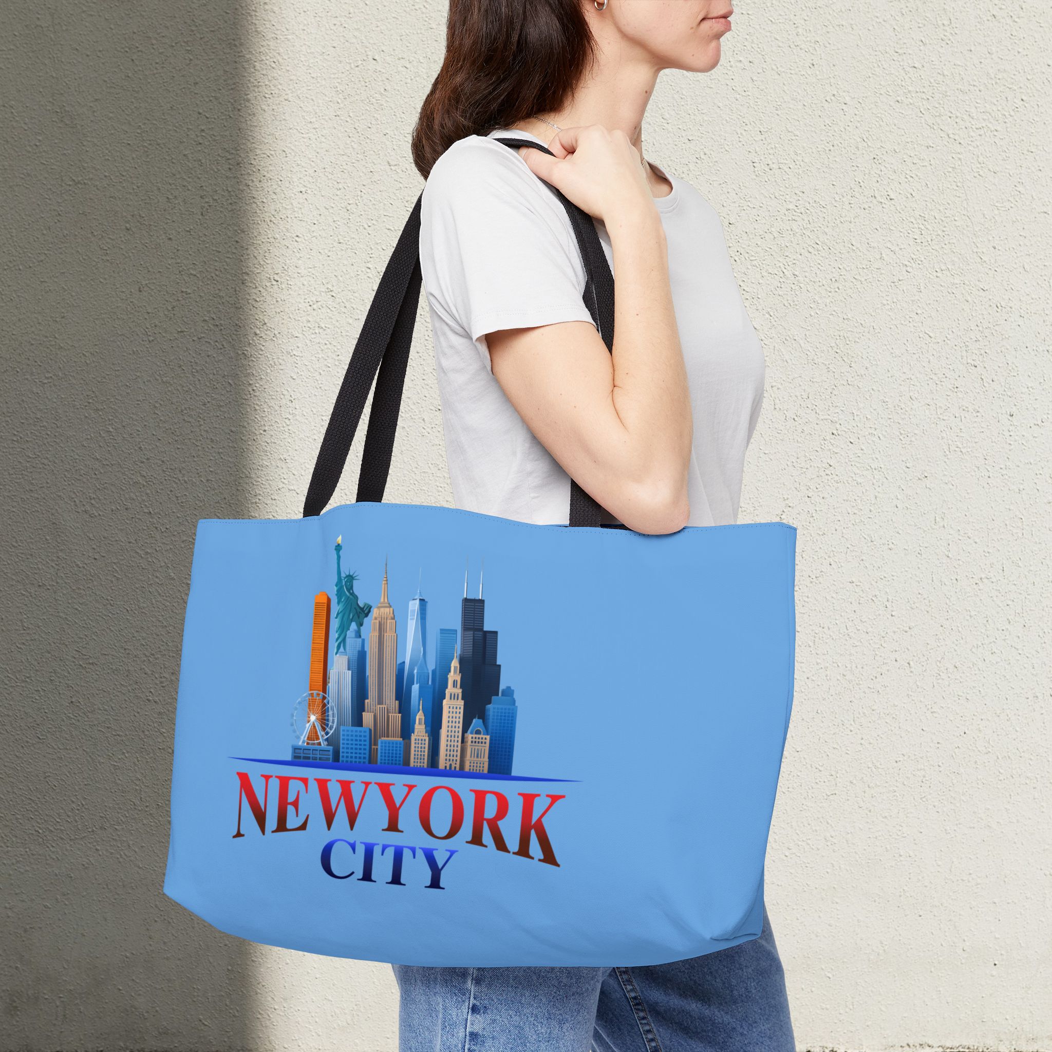 NYC Blue Stylish Weekender Tote Bag